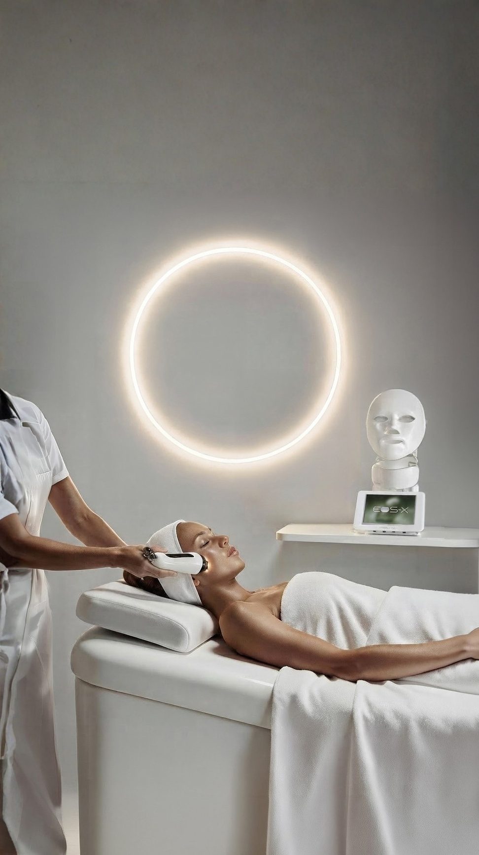 A therapist treating a client with Déesse PRO devices in a treatment room