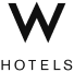 Black and white logo featuring a large W above the word Hotels in uppercase