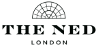 Black and white logo of The Ned London with geometric dome design