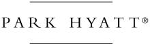 Black and white logo of Park Hyatt with elegant serif font and horizontal lines