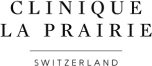 Black and white logo of Clinique La Prairie Switzerland with elegant serif font