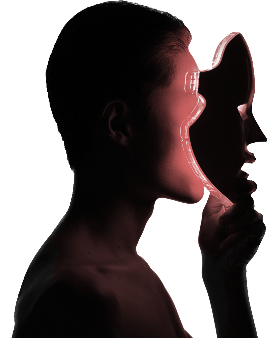 Profile lit by red light, 630 nanometres